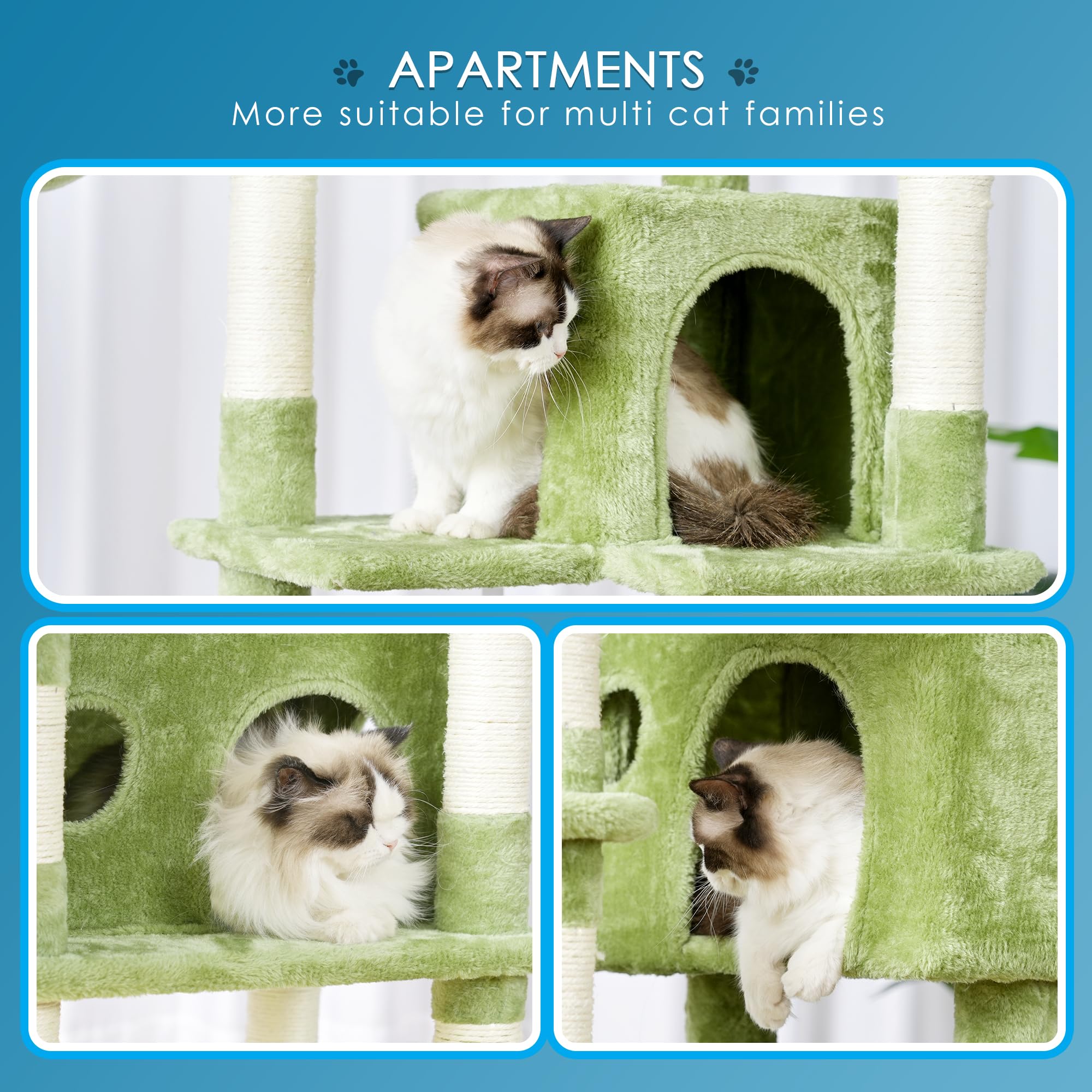 Hey-brother cat tree two large top decks provide elevated lounging spots.