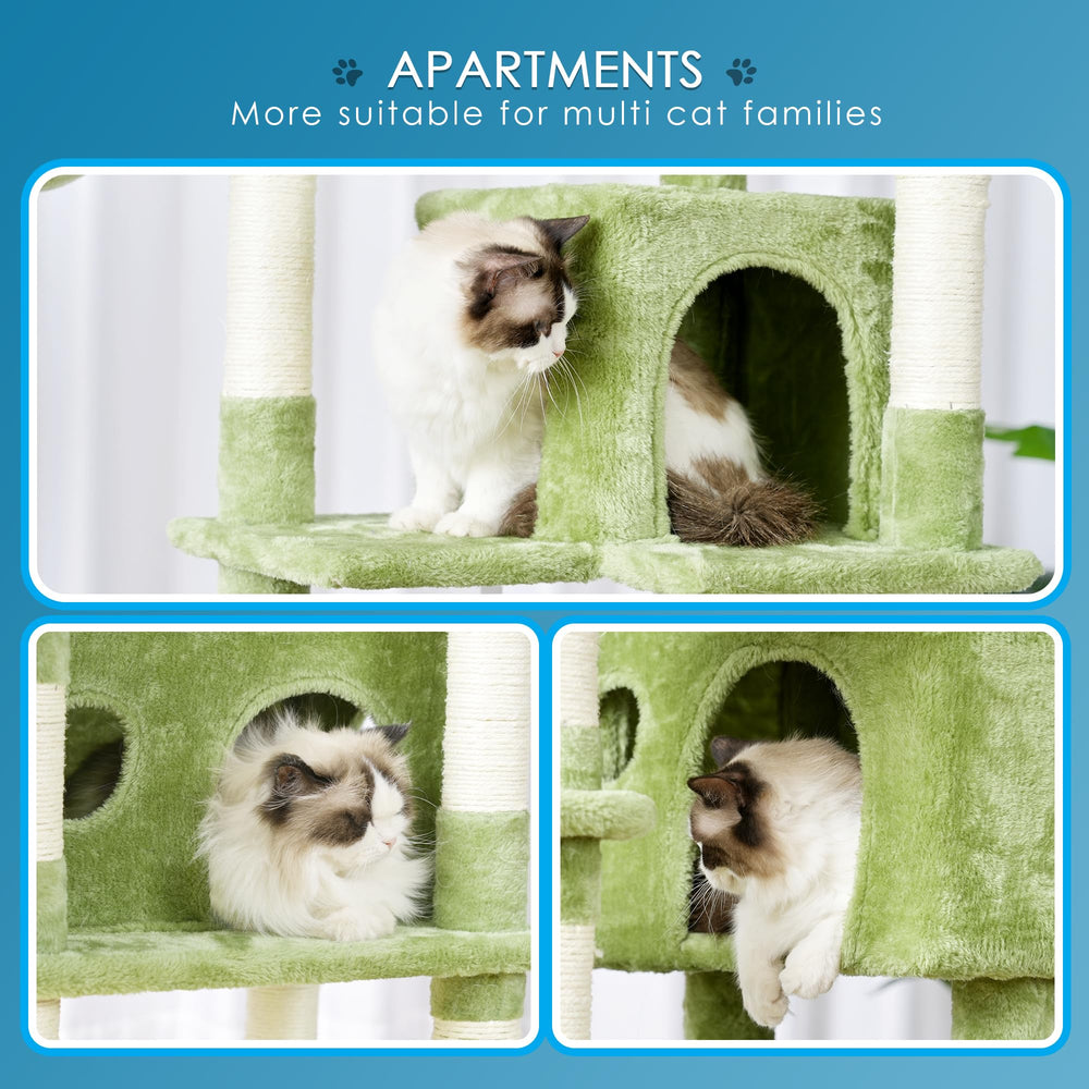 Hey-brother cat tree two large top decks provide elevated lounging spots.
