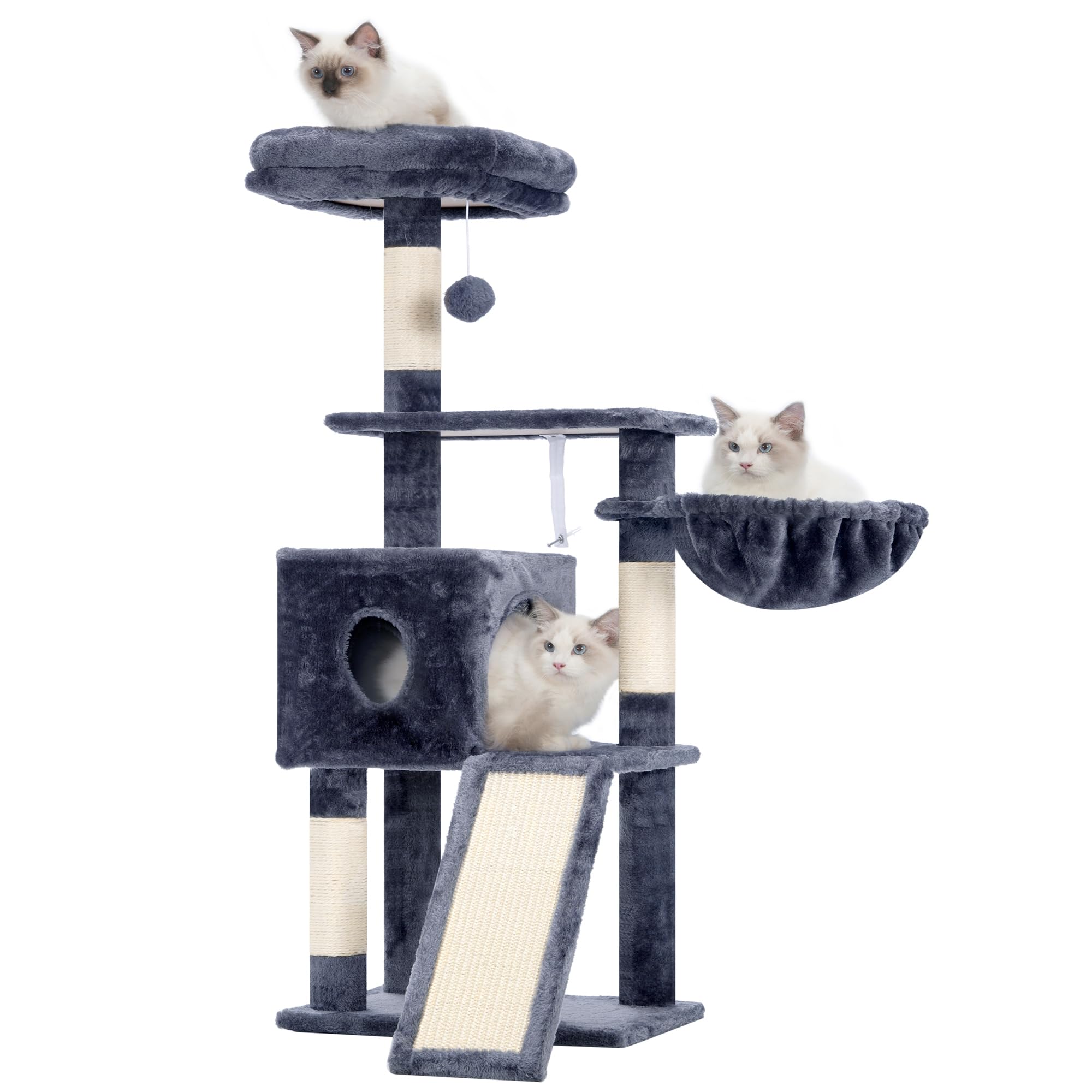 Hey-brother cat tree top perch plush padding for cozy elevated lounging