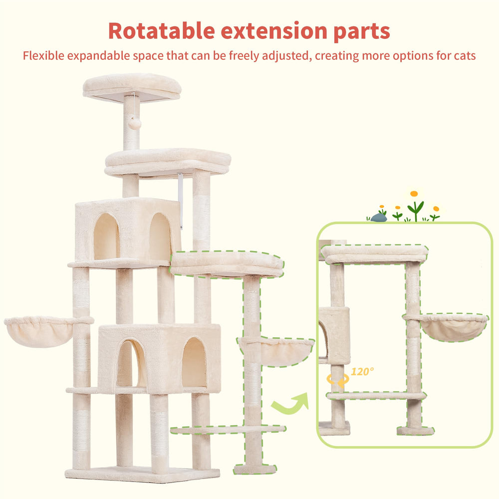 Hey-brother cat tree top platform 70in offers elevated vantage point for attentive cats
