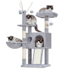 Hey-brother cat tree tower angled view shows multi-level play space for kittens