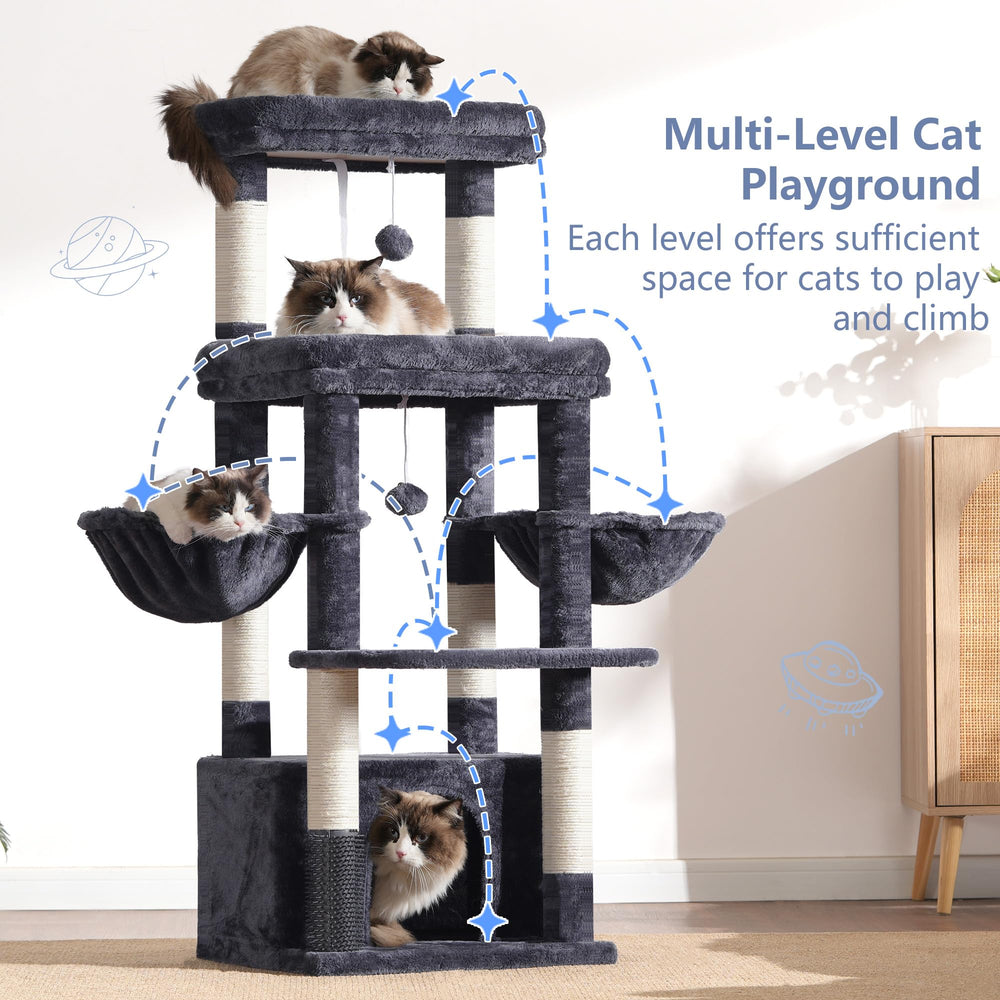 Hey-brother cat tree tower anti-tip adds stability during play.