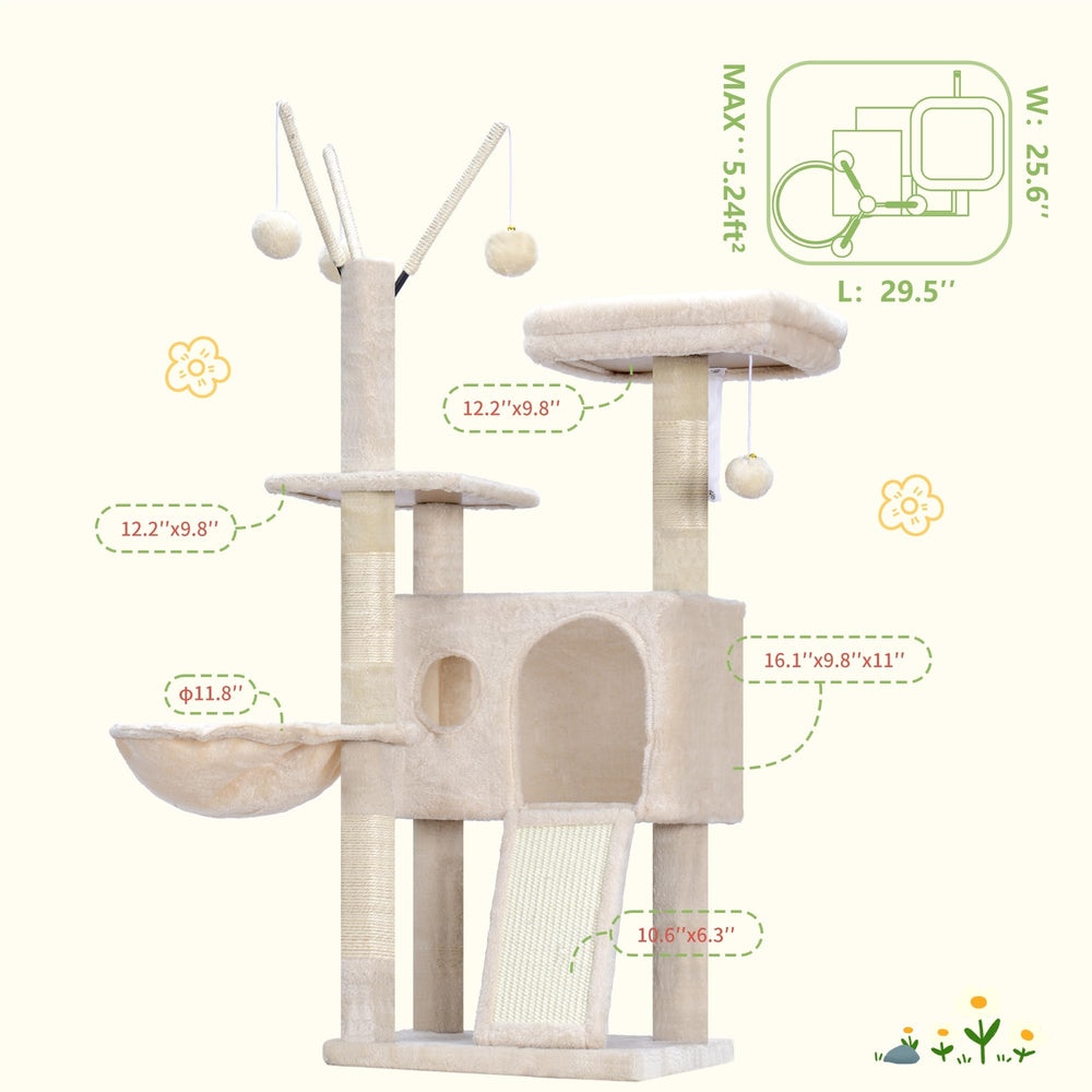 Hey-brother cat tree tower climbing trajectory aids kitten exploration.