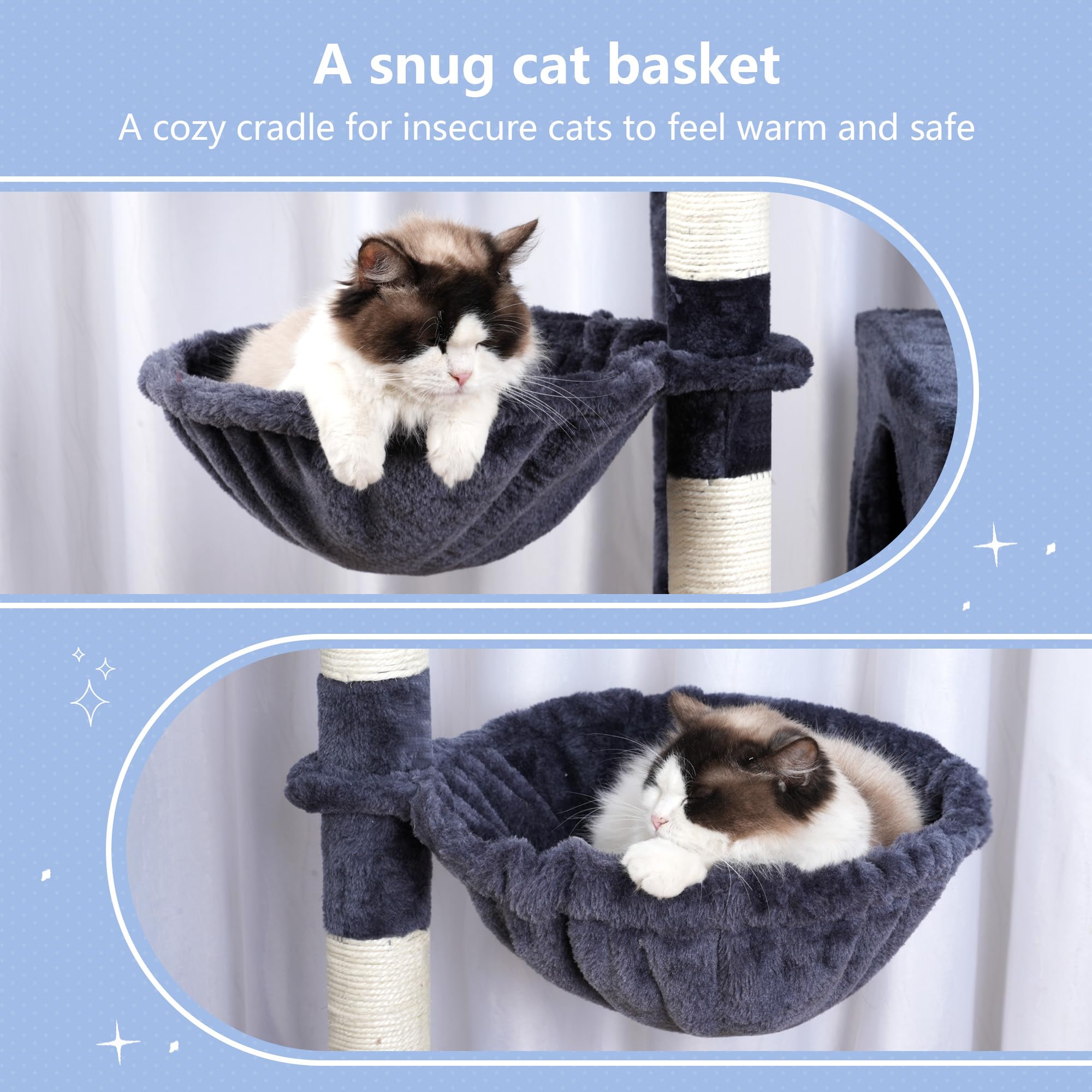 Hey-brother cat tree tower condo 2 for dual relaxation spaces.