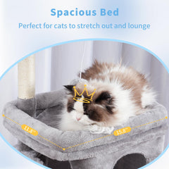 Hey-brother Cat Tree Tower condo provides cozy hiding spot for kitten naps.