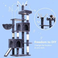 Hey-brother Cat Tree Tower condos-hammock provides cozy naps and lounging.