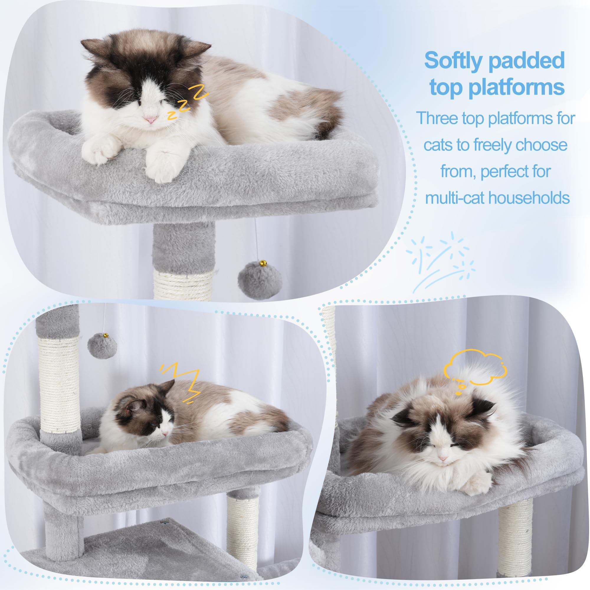Hey-brother cat tree tower dual roomy condos provide secure resting spots.
