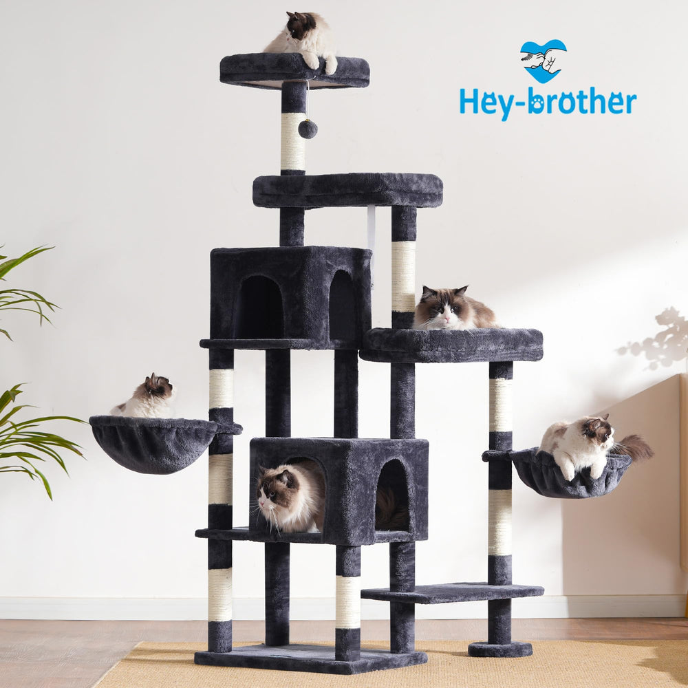 Hey-brother cat tree tower hammock 2 cozy wrapped-sleep feel.