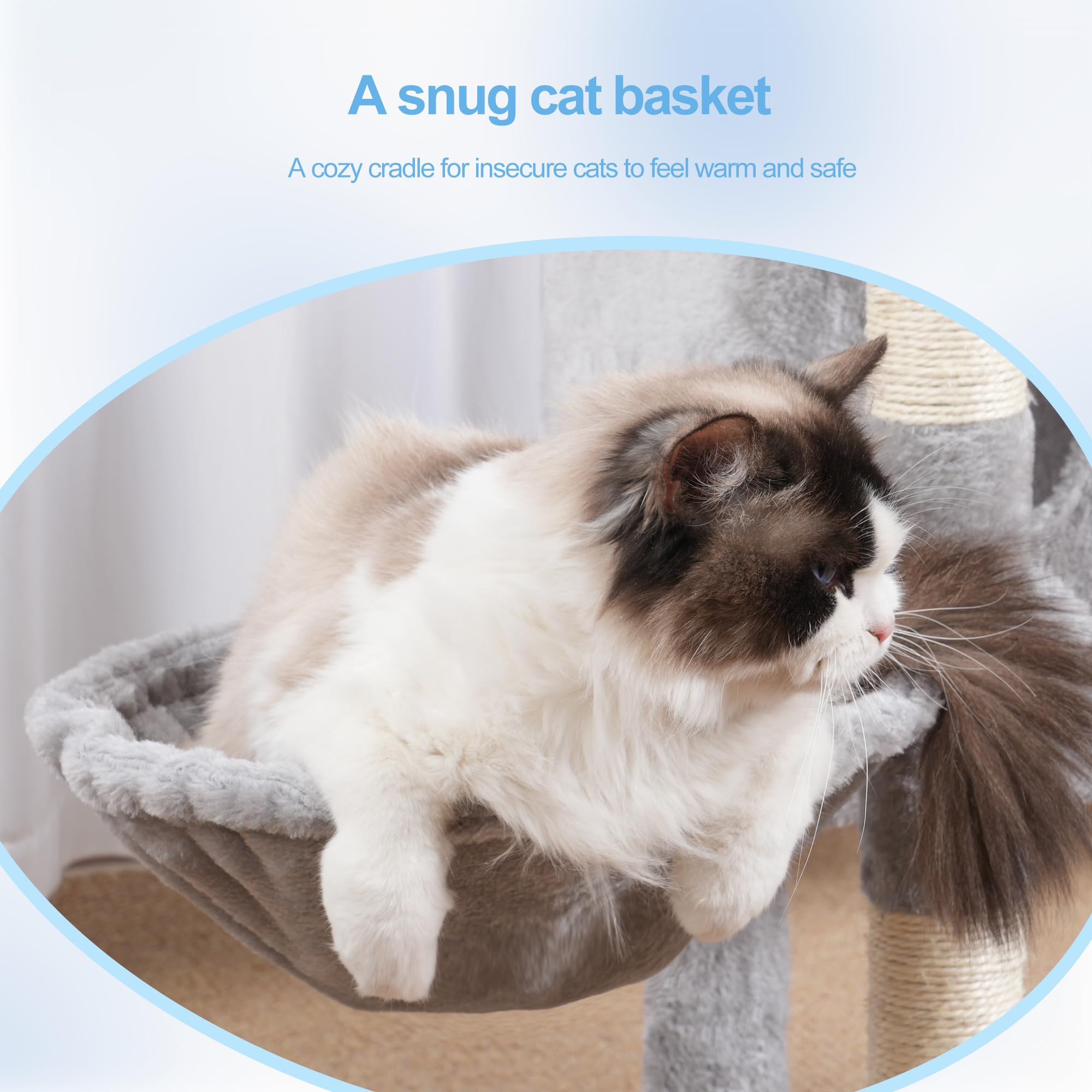Hey-brother cat tree tower hammock offers cloud-like lounging for naps
