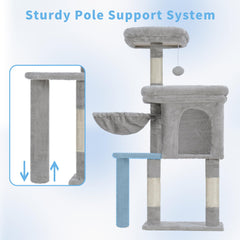 Hey-brother Cat Tree Tower hammock creates cloud-like lounging for comfy rest.