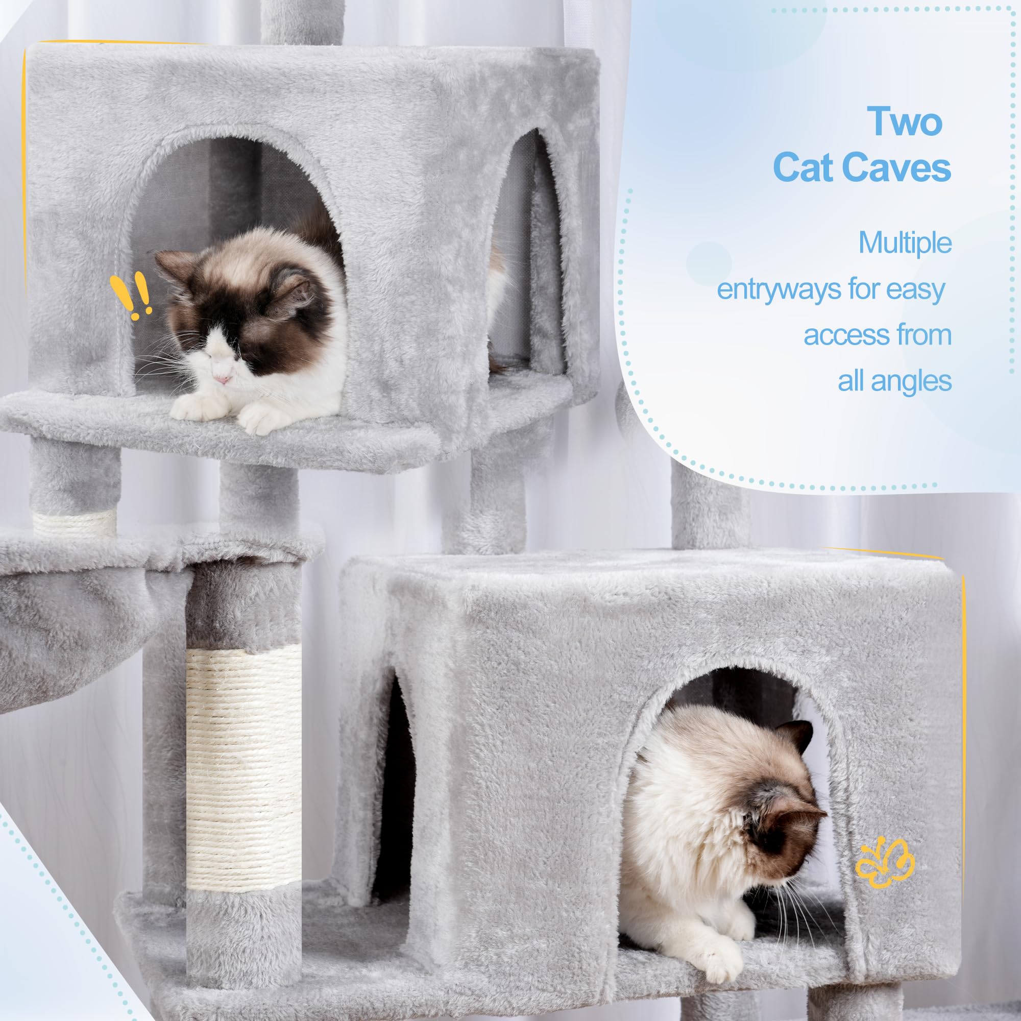 Hey-brother cat tree tower basket hammocks offer cozy wraparound naps.