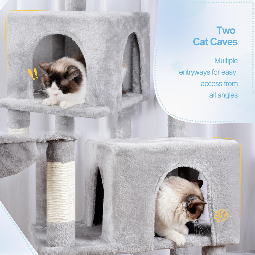 Hey-brother cat tree tower basket hammocks offer cozy wraparound naps.