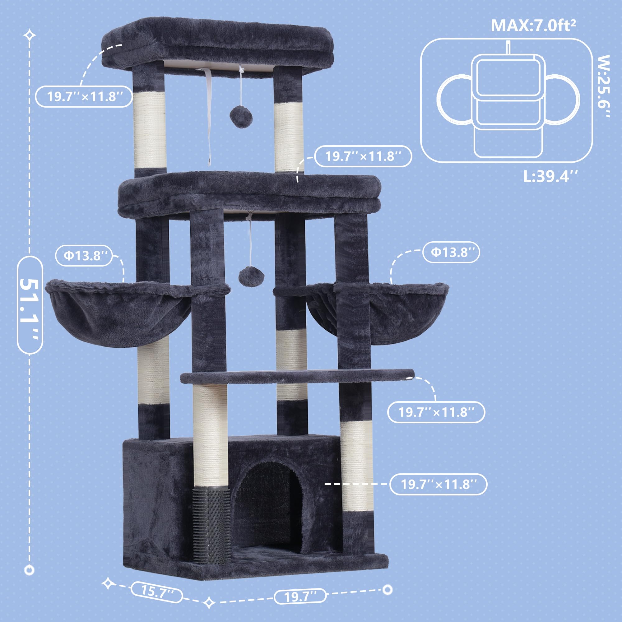 Hey-brother cat tree tower large condo gives cozy space for multi-cat households.