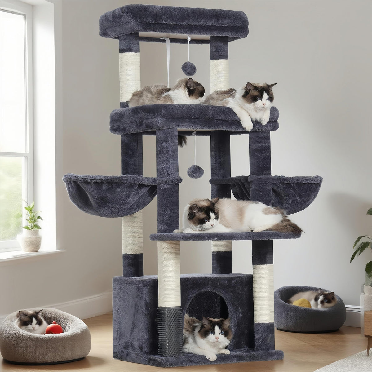 Hey-brother cat tree tower large platform ideal for big cats to stretch.