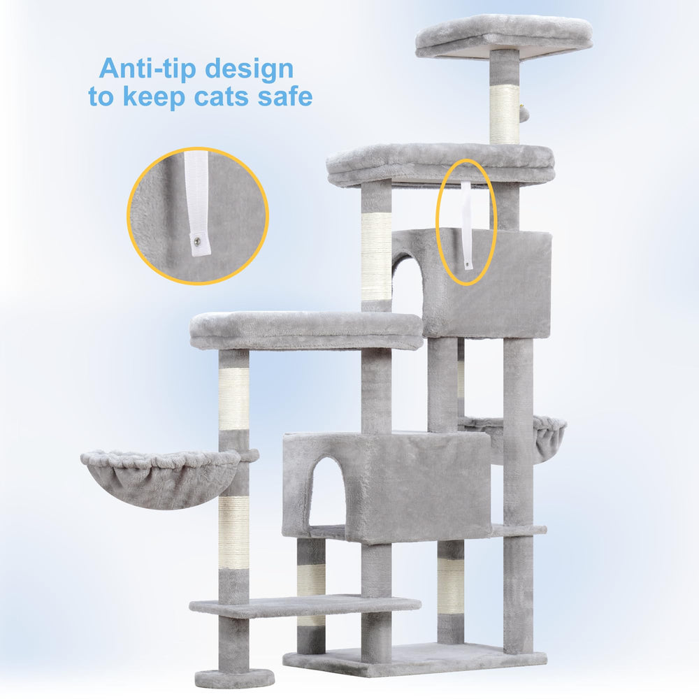 Hey-brother cat tree tower designed for households with multiple cats and kittens.