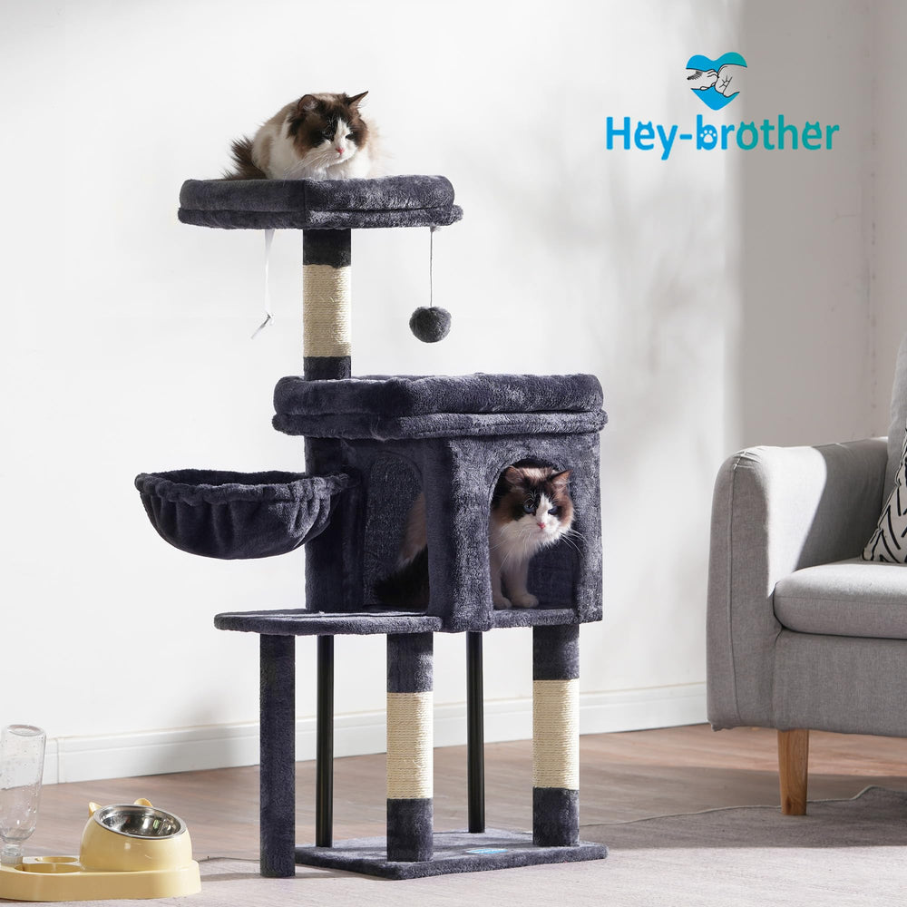 Hey-brother cat tree tower multi-level design supports easy kitten climb.