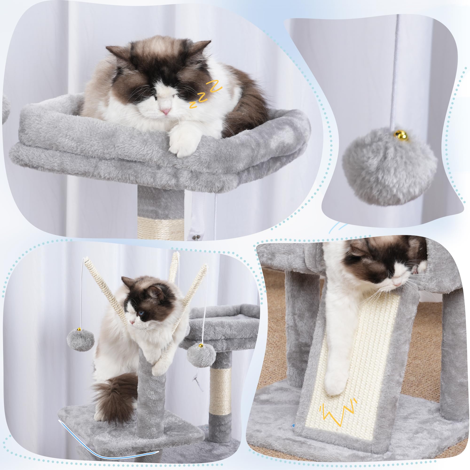 Hey-brother cat tree tower multi-level design fits compact spaces