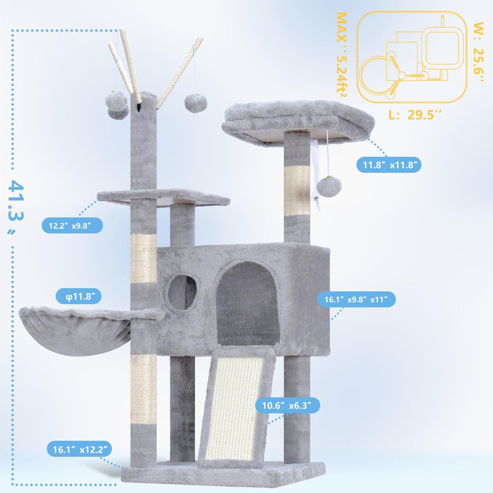 Hey-brother cat tree tower platform view highlights easy climb