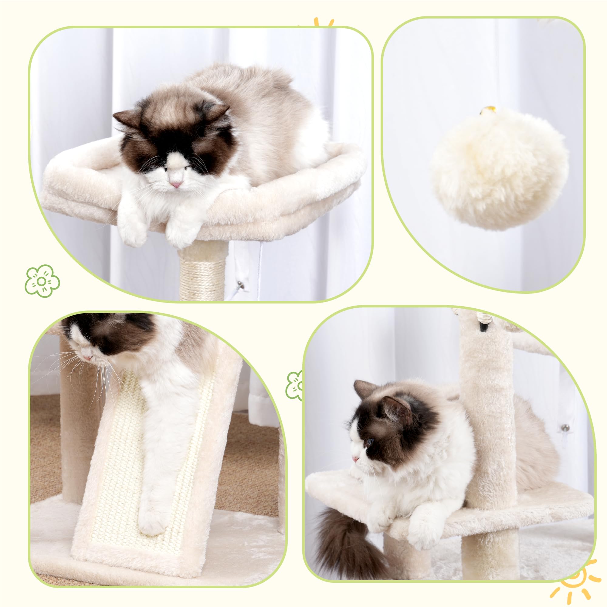 Hey-brother cat tree tower platform serves as a lookout perch.