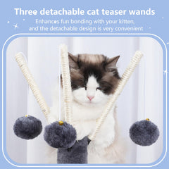 Hey-brother Cat Tree Tower removable teaser wands enable interactive solo play.