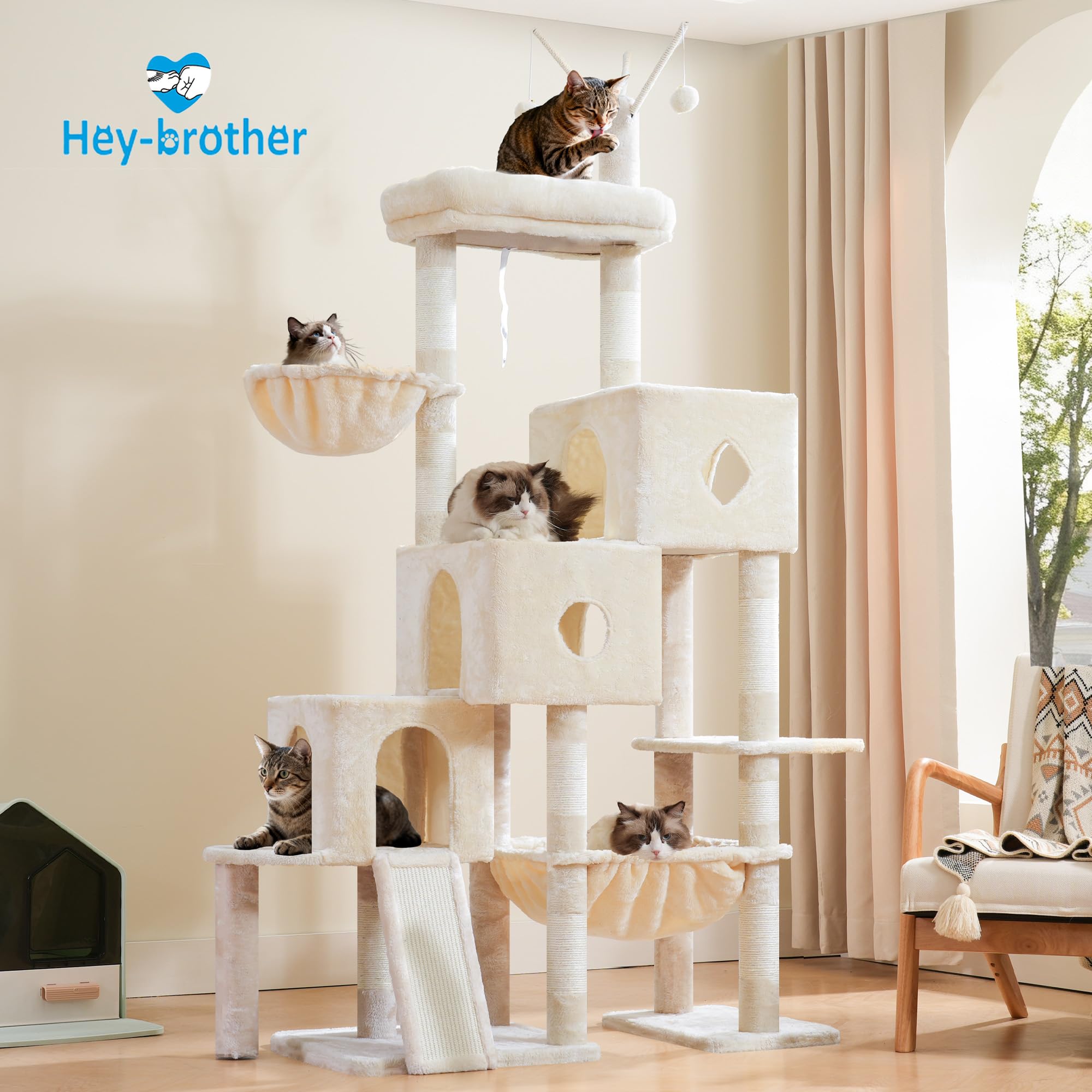 Hey-brother cat tree tower features rounded corners for safe handling and no sharp edges.
