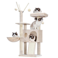 Hey-brother cat tree tower side view shows space-saving indoor design.