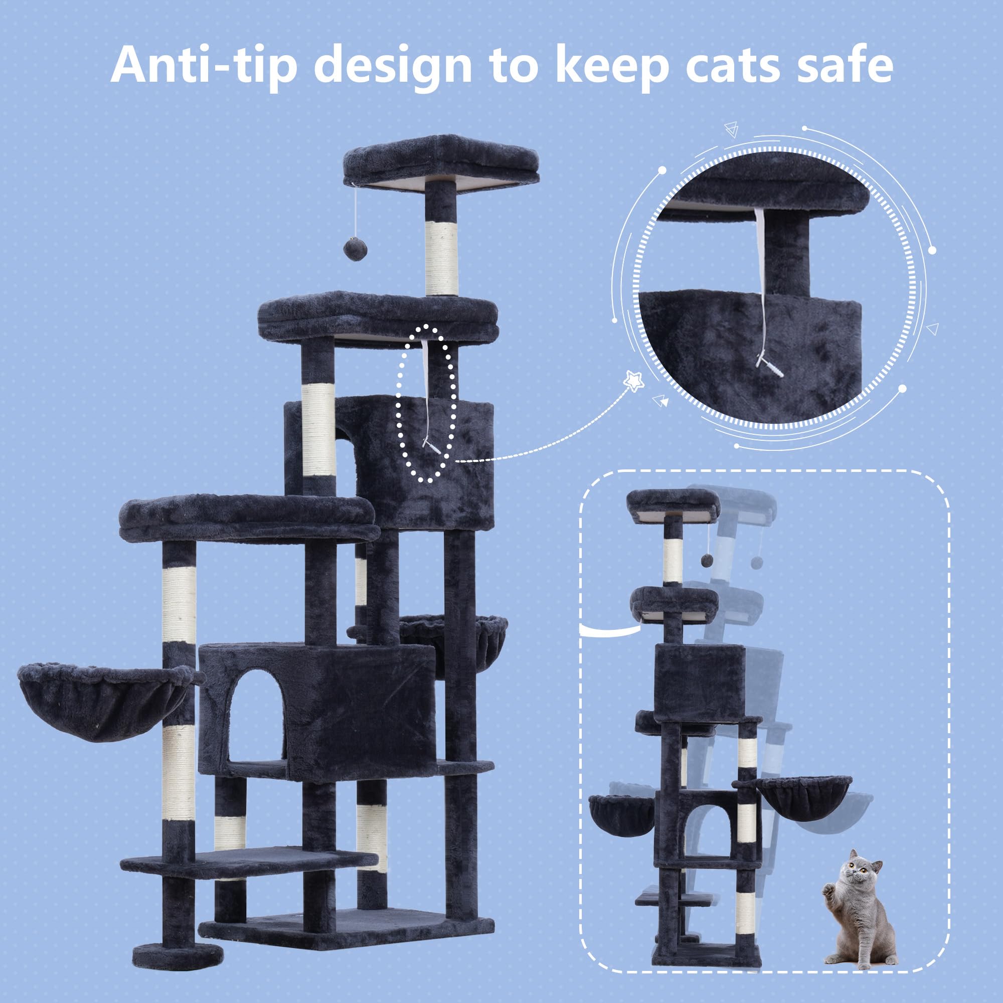 Hey-brother cat tree tower sisal posts invite scratching and play.