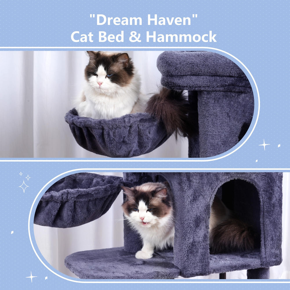Hey-brother cat tree tower three sisal posts encourage healthy scratching.
