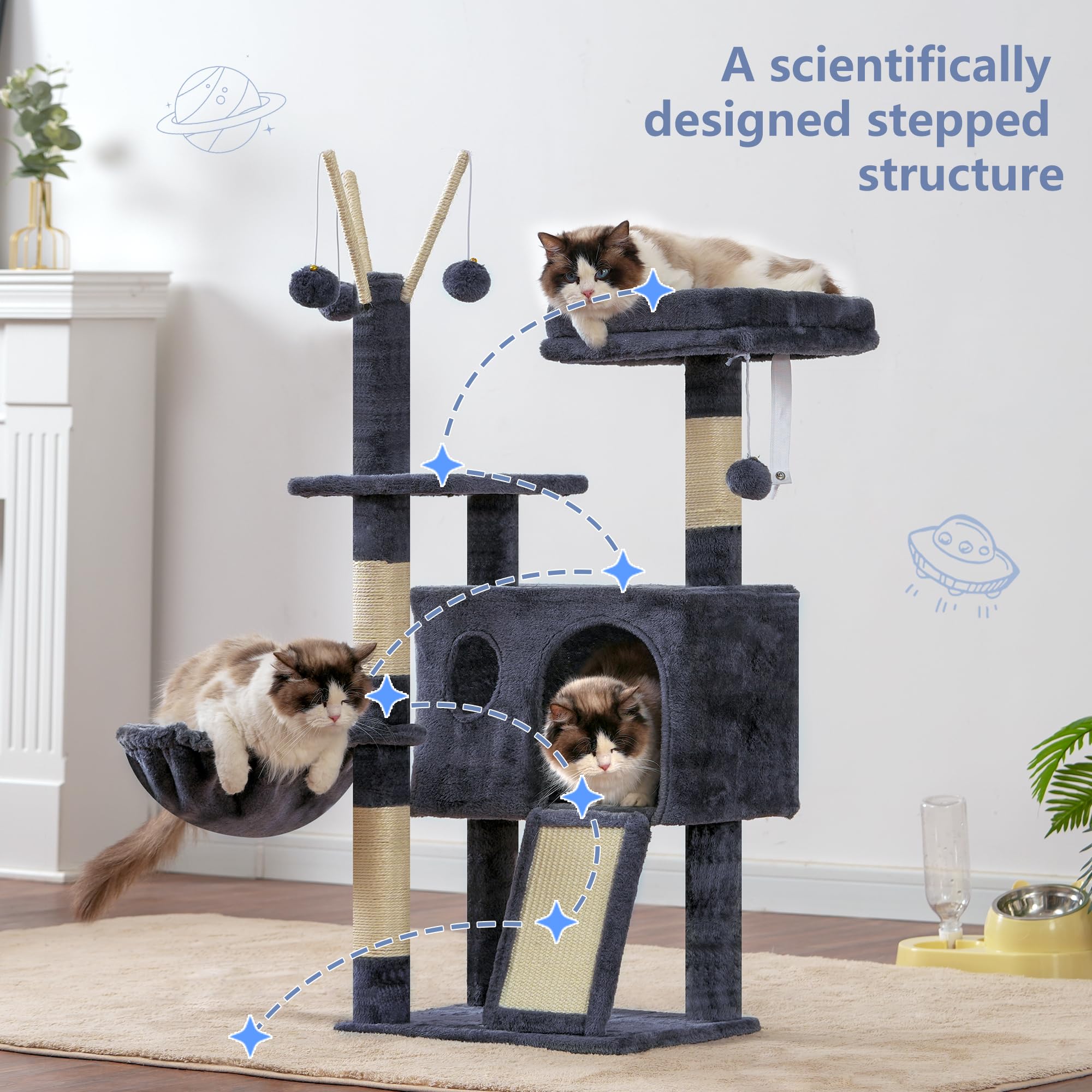Hey-brother Cat Tree Tower soft condo offers cozy retreat for naps and privacy.