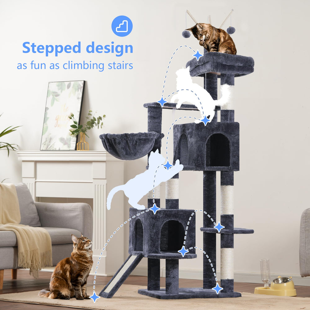 Hey-brother Cat Tree Tower stair-climb-path supports active exploration.