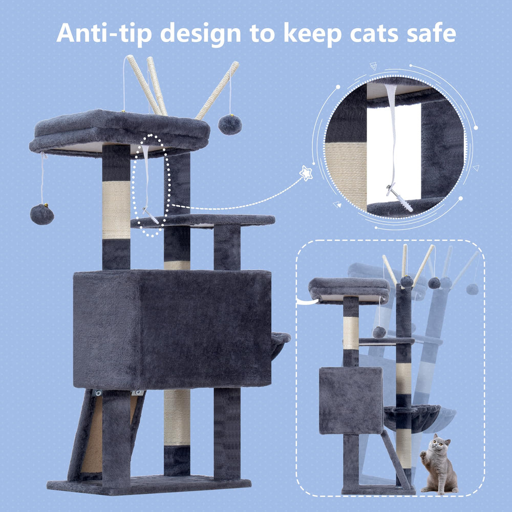 Hey-brother Cat Tree Tower top platform view lets cats survey their domain.