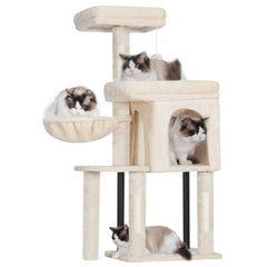 Hey-brother Cat Tree Tower top platform provides a secure perch for attentive cats.