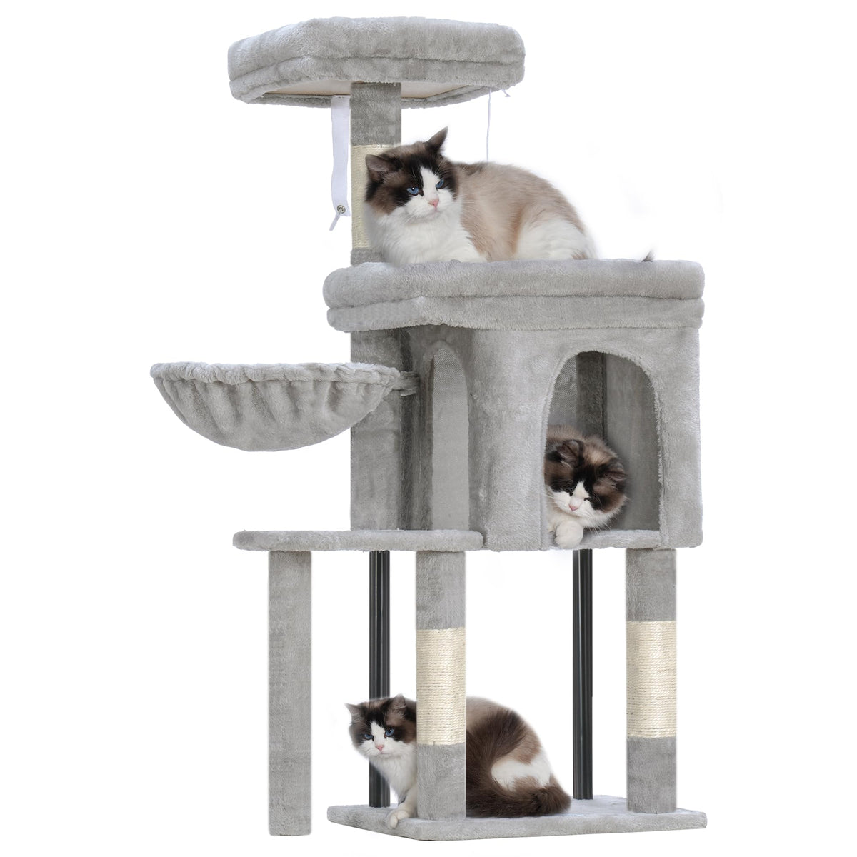 Hey-brother Cat Tree Tower top platform offers secure perch for watching the room.