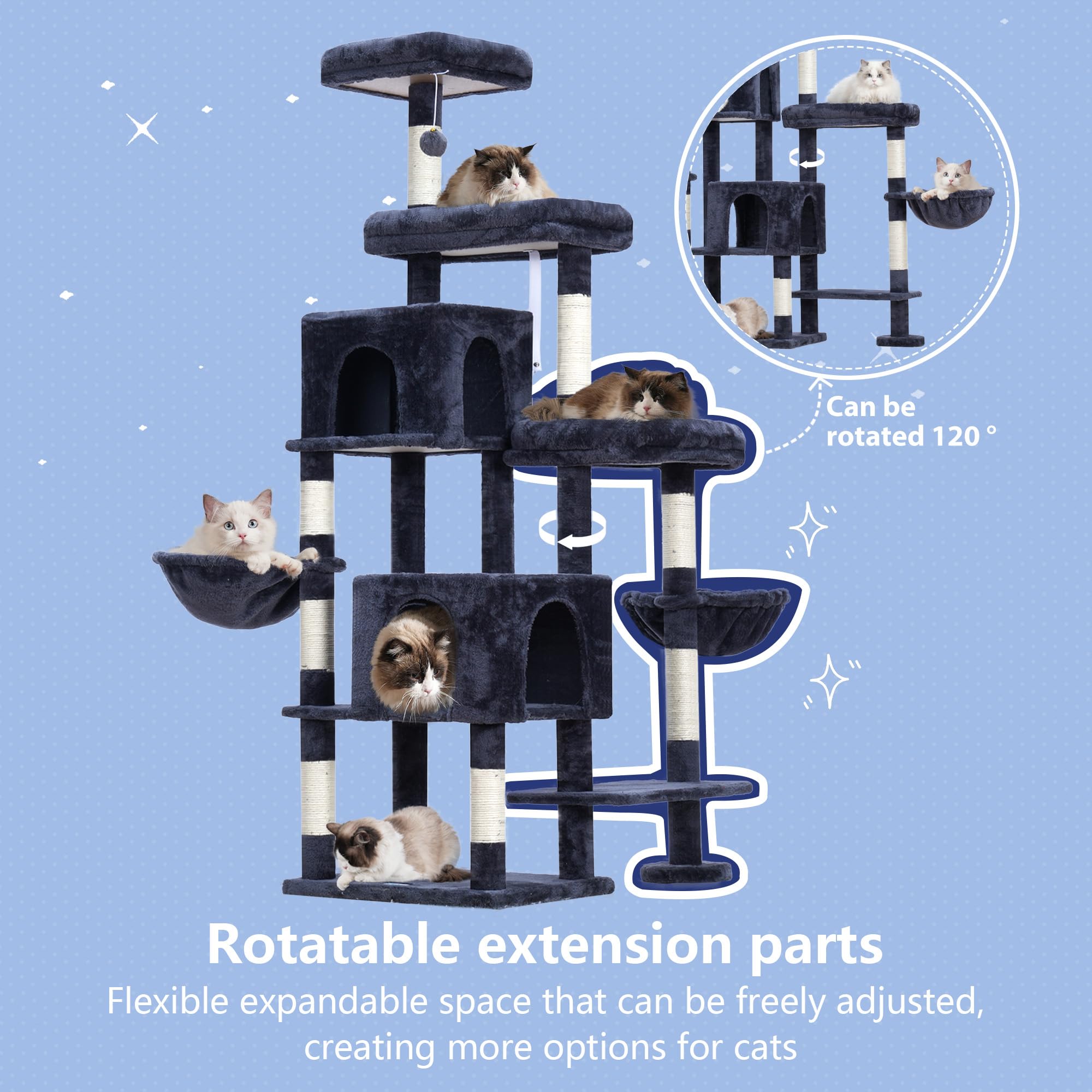 Hey-brother cat tree tower top platform provides panoramic perch for curious cats.