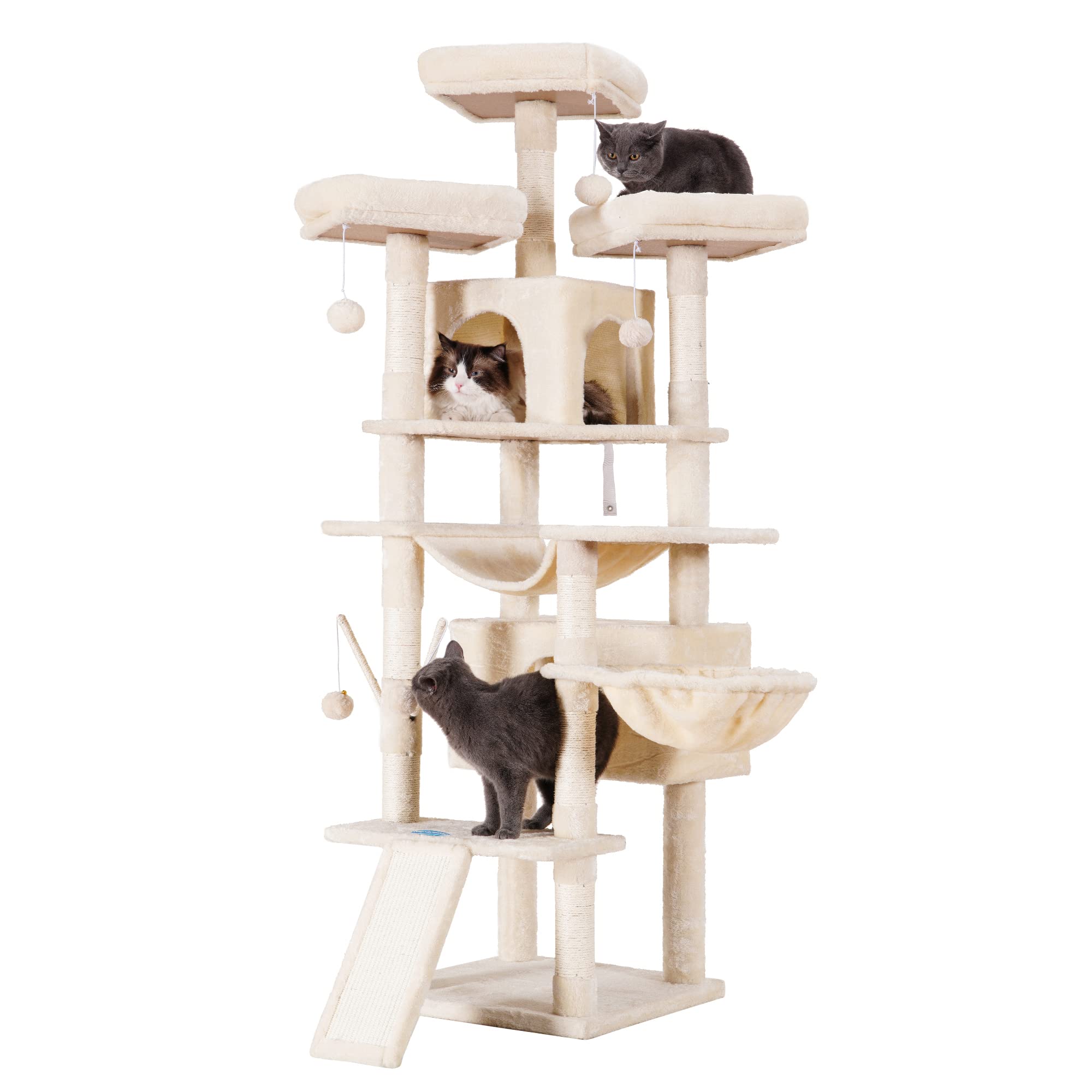 Hey-brother cat tree included toys boost interactive play and enrichment.