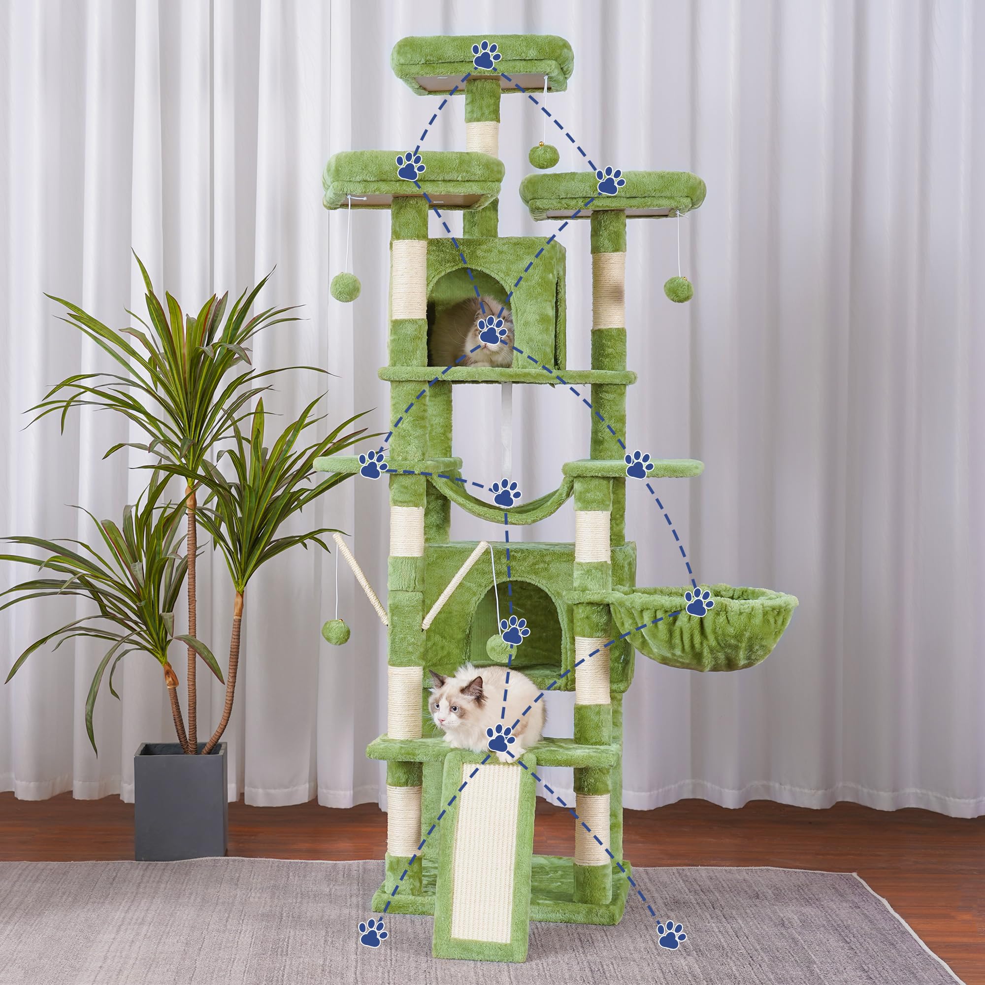 Hey-brother cat tree wide scratching board supports active scratch sessions and furniture protection.