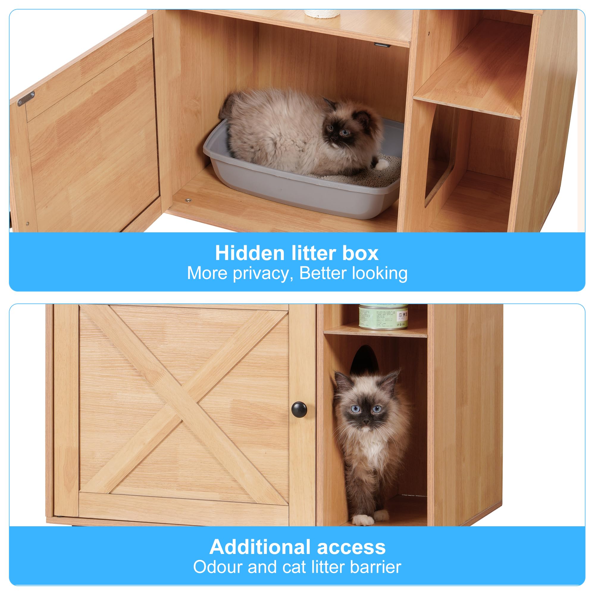 Hey-brother cat tree wood walnut finish complements interiors while supporting active cats.