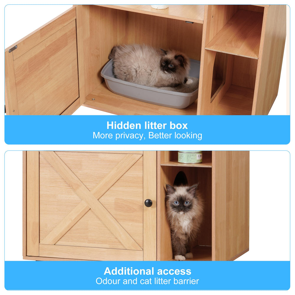 Hey-brother cat tree wood walnut finish complements interiors while supporting active cats.