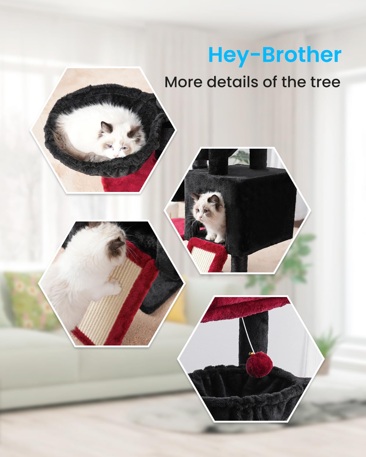 Hey-brother Gothic Cat Tree anti-toppling fittings for peace of mind.