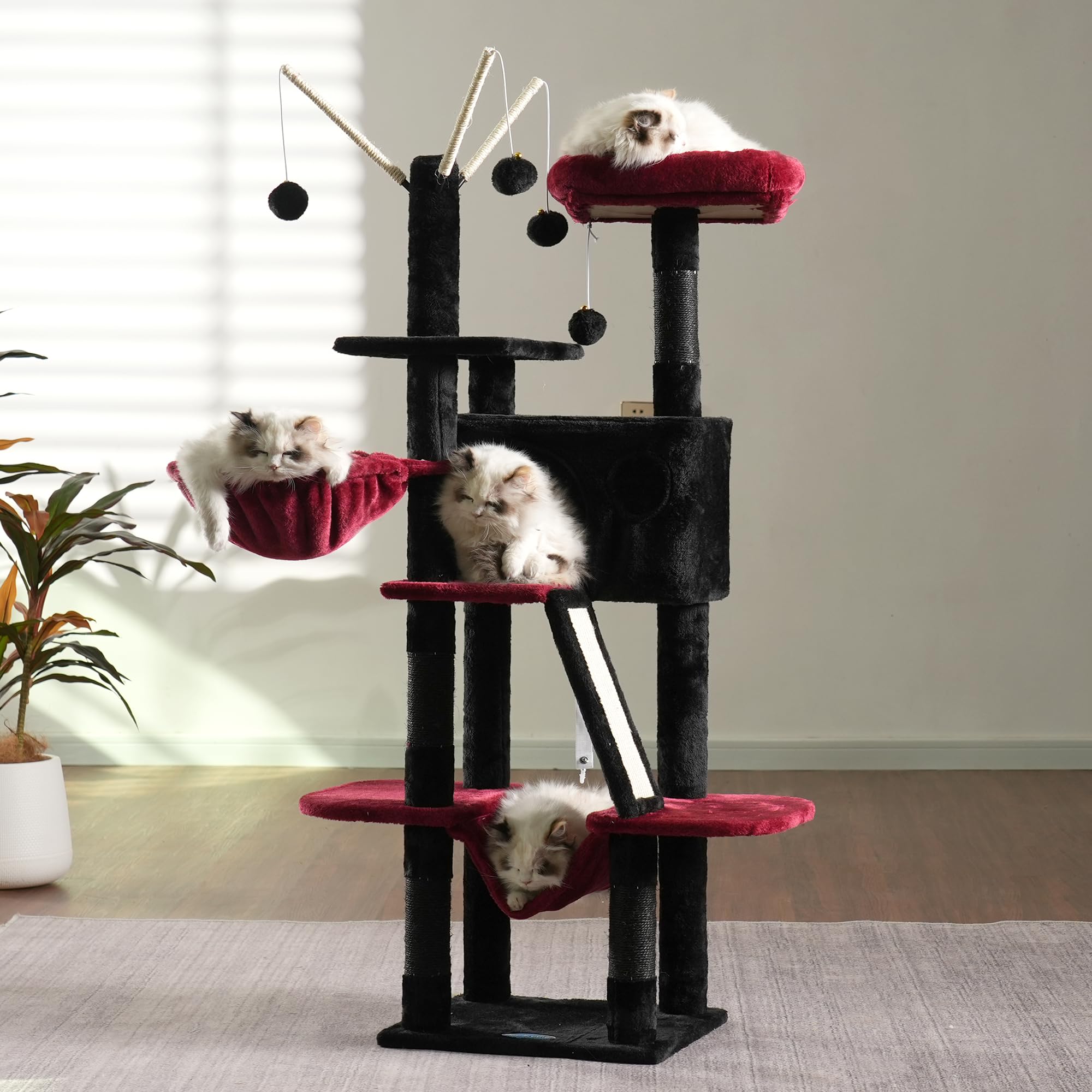 Hey-brother Gothic Cat Tree cozy condo inviting restful lounging