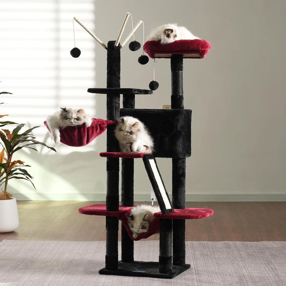 Hey-brother Gothic Cat Tree cozy condo inviting restful lounging