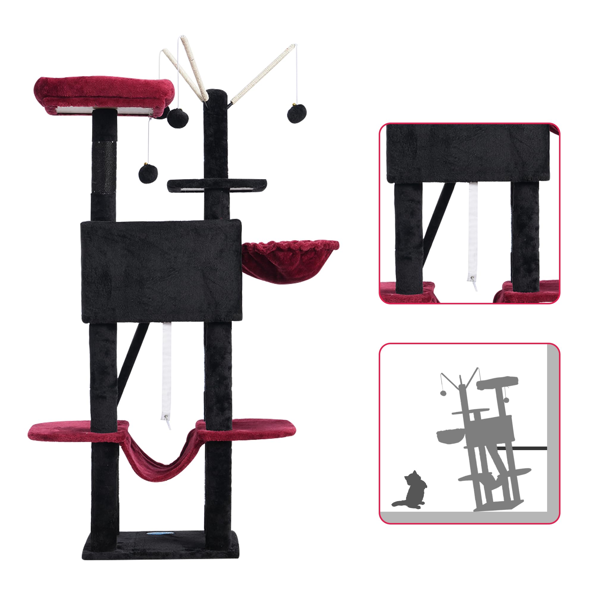 Hey-brother Gothic Cat Tree ships with simple assembly and easy-care fabric