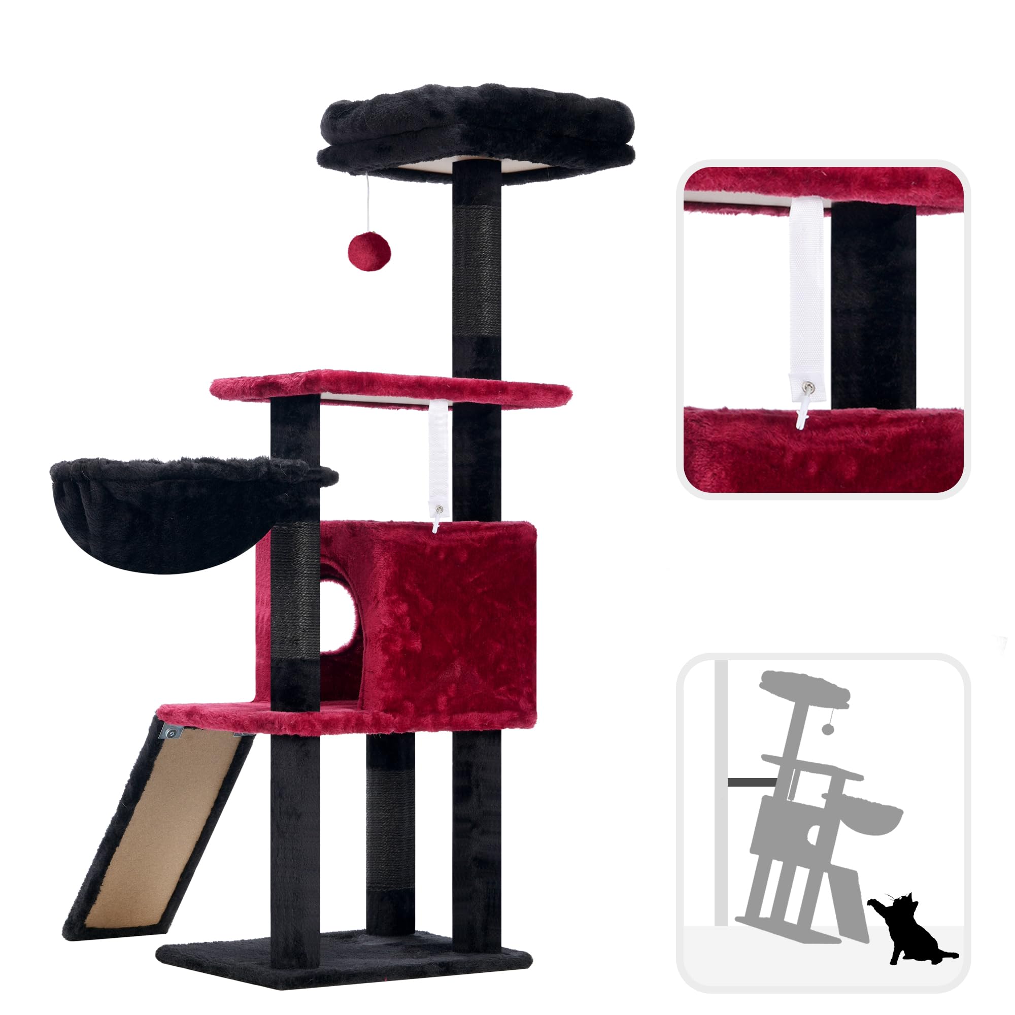 Hey-brother Gothic Cat Tree easy-assembly design lets you set up quickly.