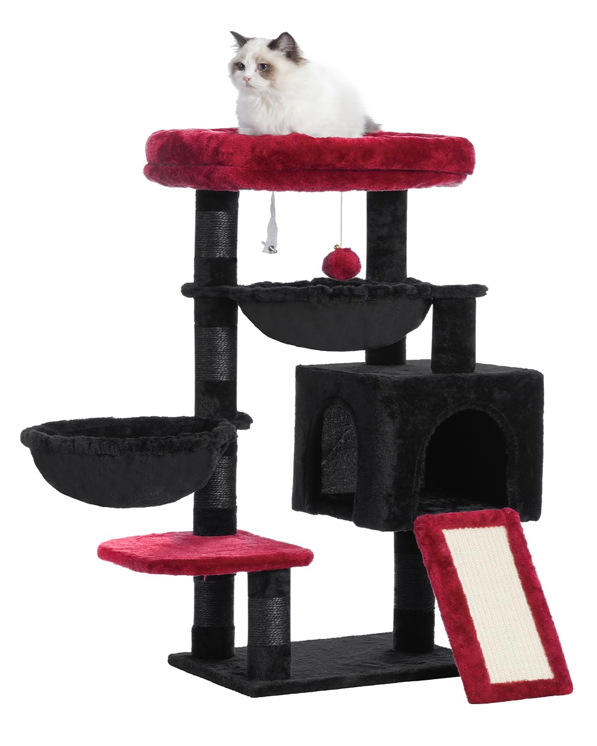 Hey-brother Gothic Cat Tree front view showing sturdy base for safe indoor climbing.