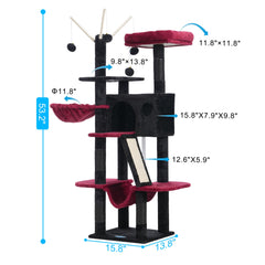 Hey-brother Gothic Cat Tree hammock in center for soothing wrap-around rest