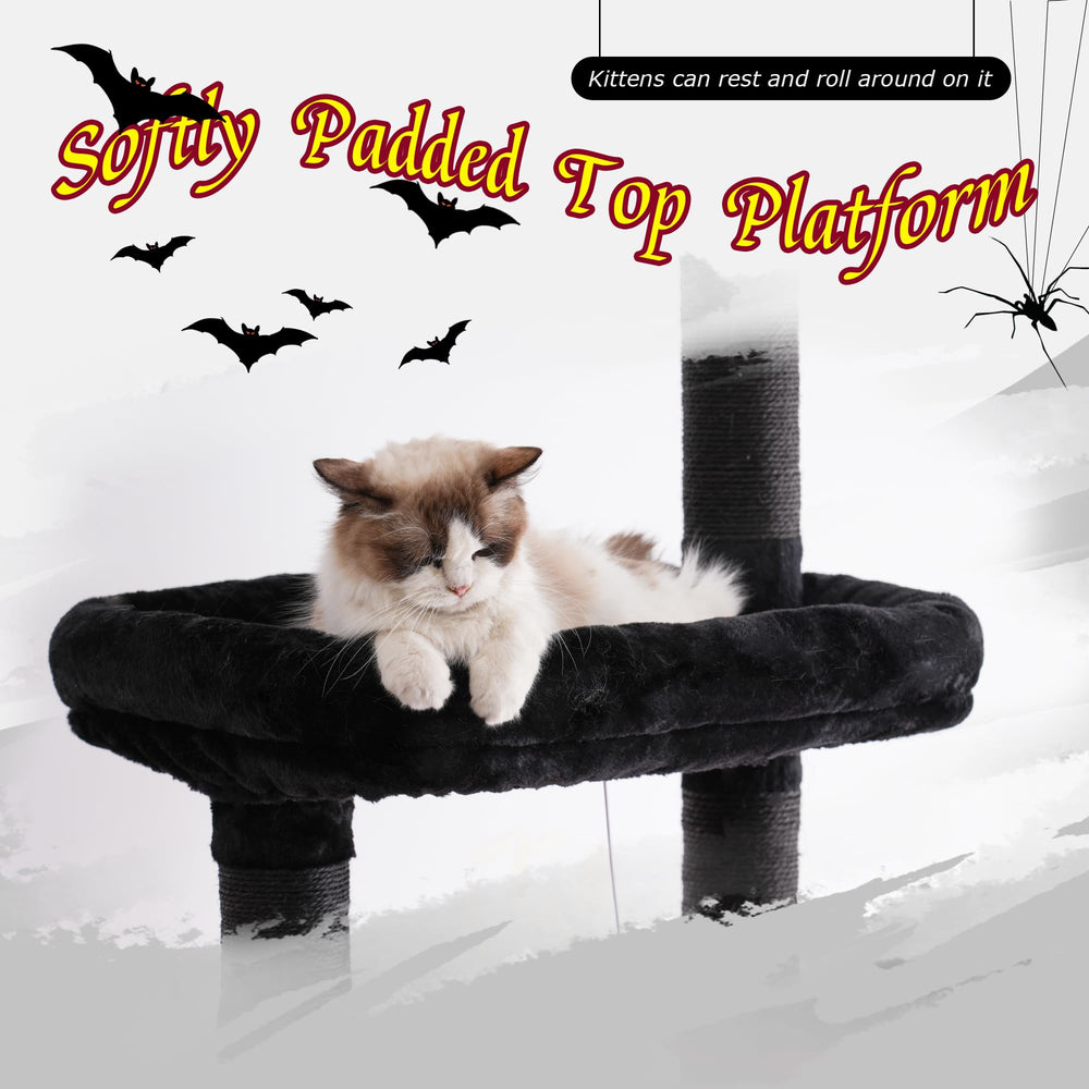 Hey-brother Gothic cat tree multiple platforms support safe jumping and exploration.
