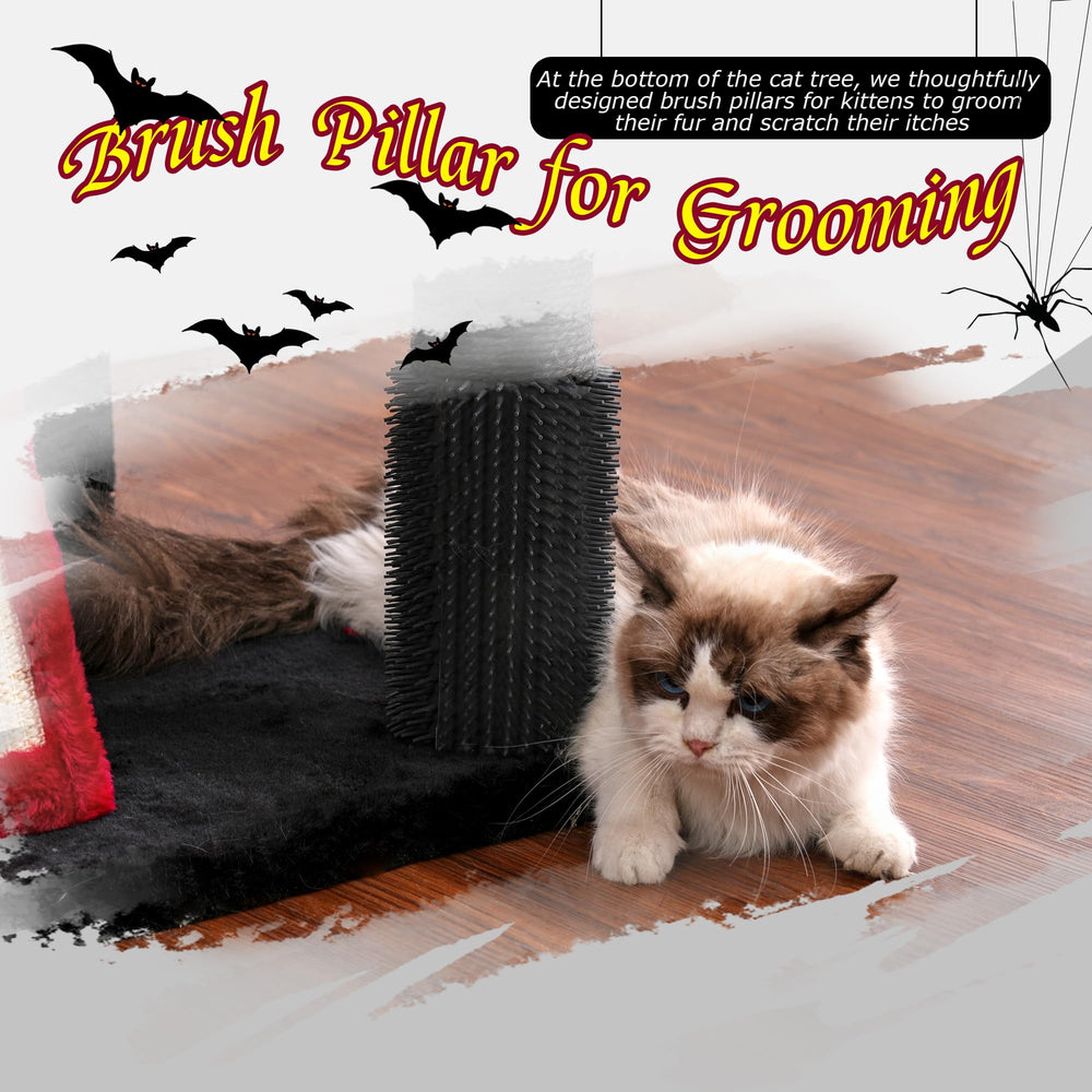 Hey-brother Gothic cat tree varied scratching posts satisfy claws and play.