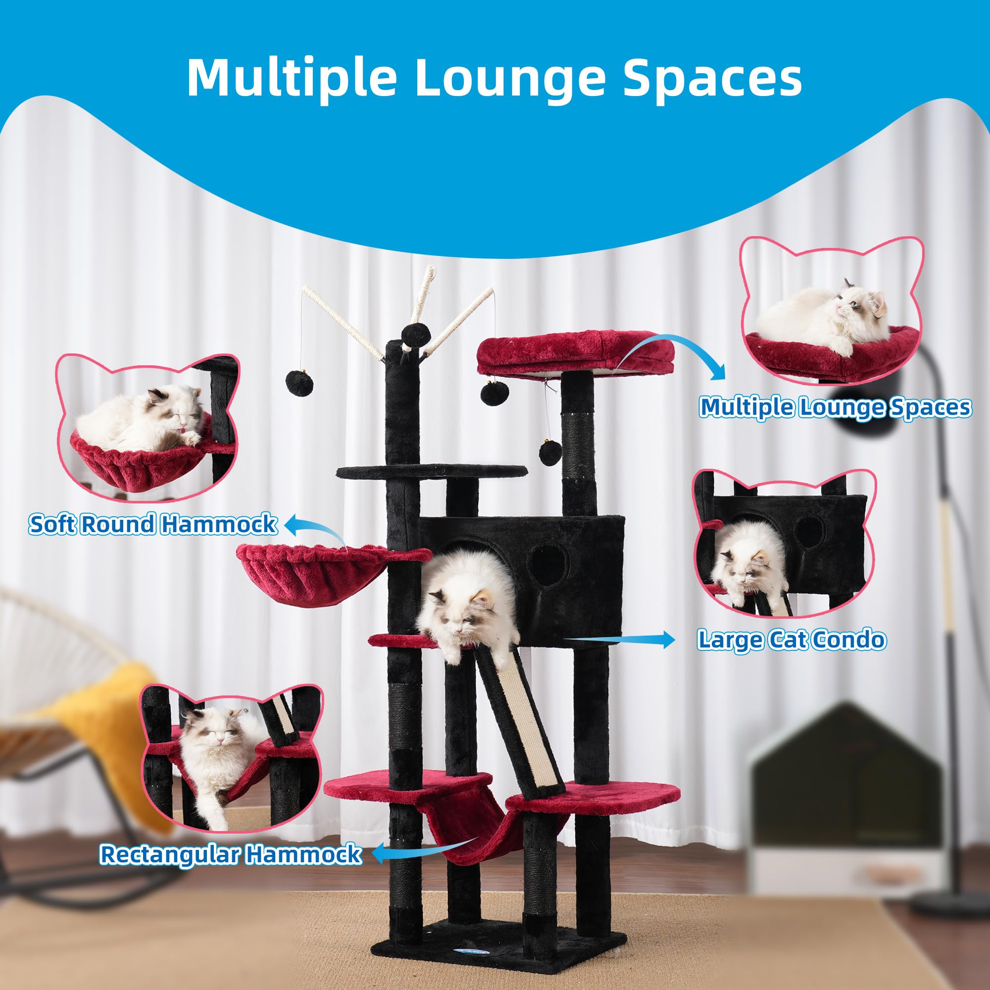 Hey-brother Gothic Cat Tree sisal posts ready for scratching and play