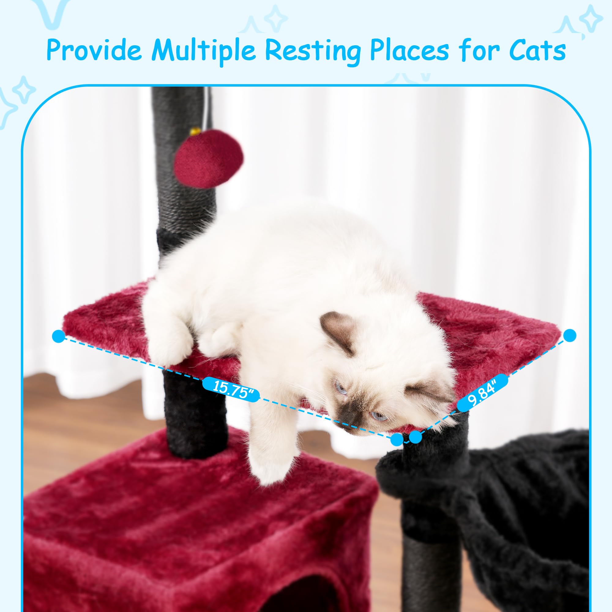 Hey-brother Gothic Cat Tree wall-mount option adds stability and saves floor space.