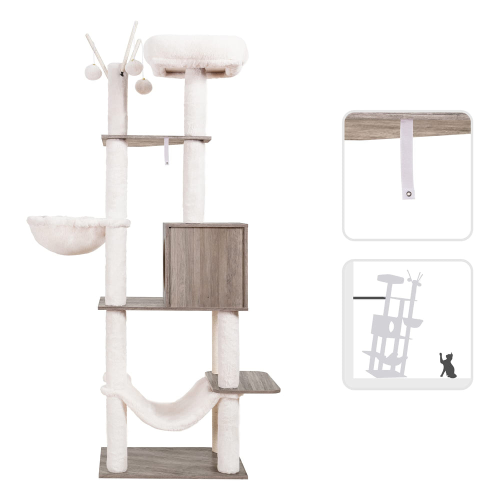 Hey-brother wooden cat tree assembled fits indoor decor